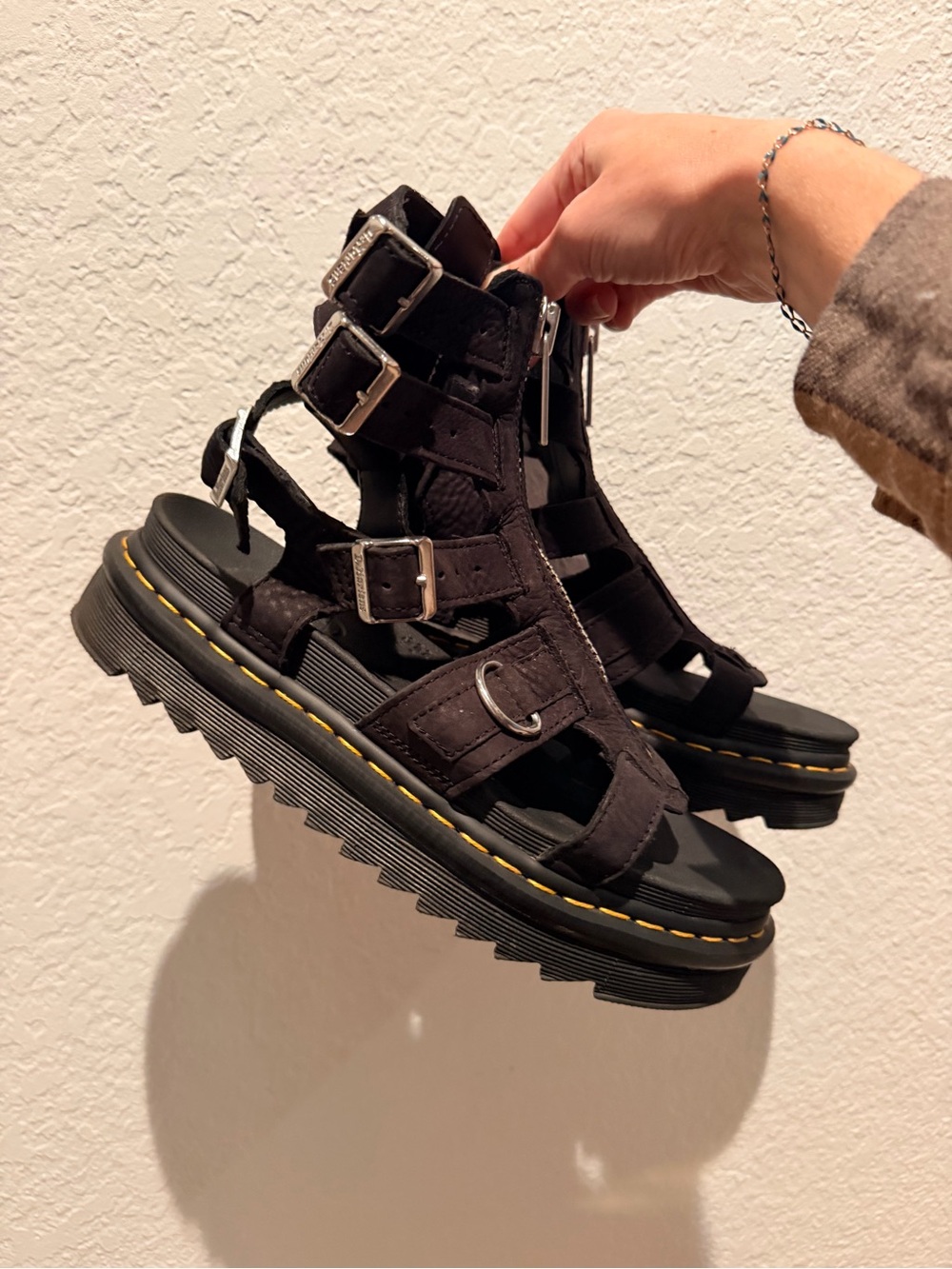 Dr. Martens Black Gladiator Platform Sandals with Buckle Straps - Picture 8 of 15
